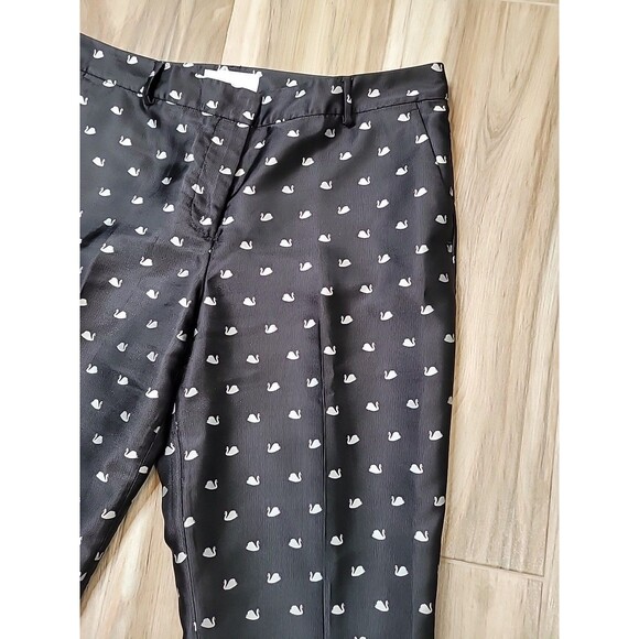 RSVP By Talbots Pants Women 14 Black Allover Swan Print Dress High-Rise Straight - Picture 3 of 15